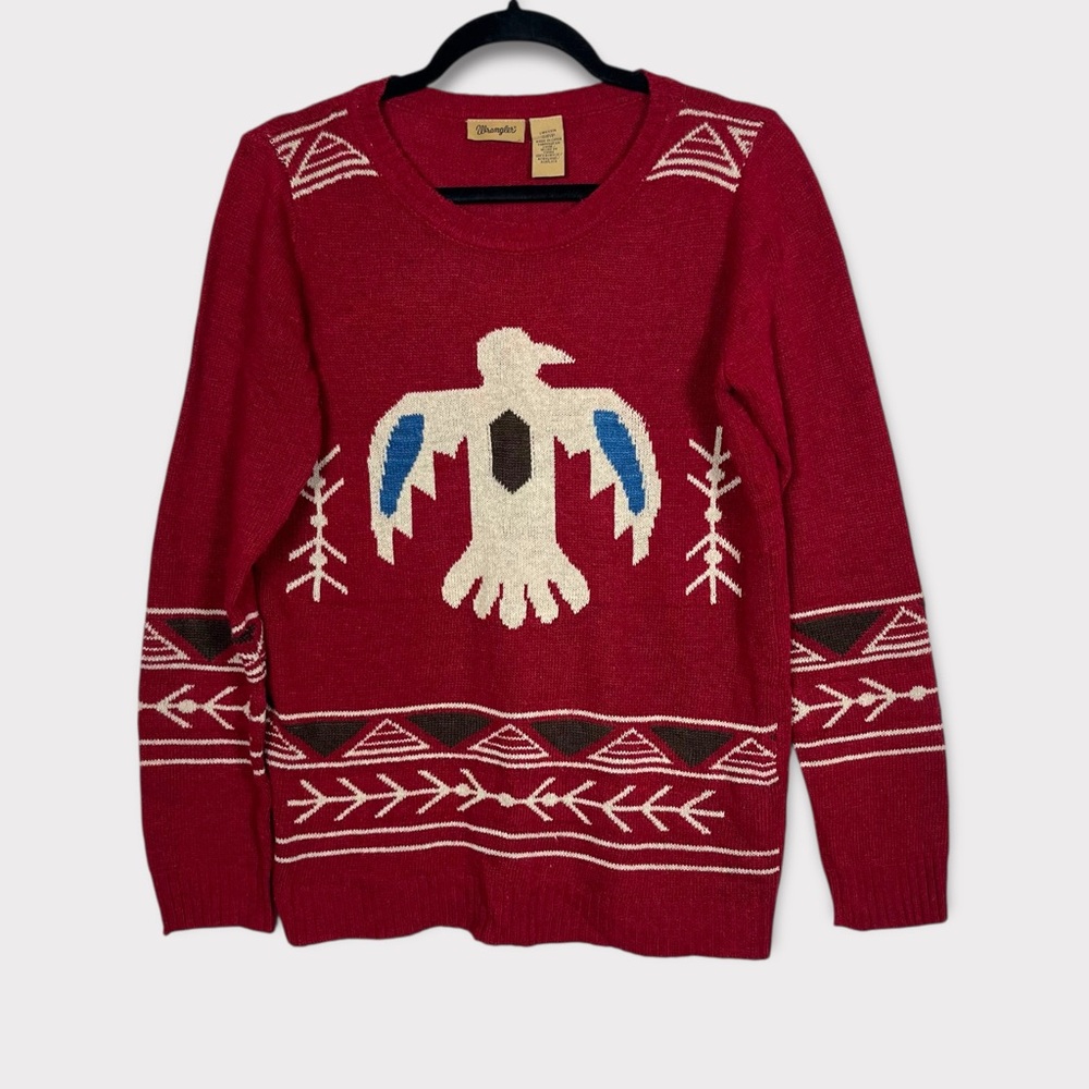 Wrangler Western Eagle Pullover Sweater Small Southwestern Aztec Boho Rodeo